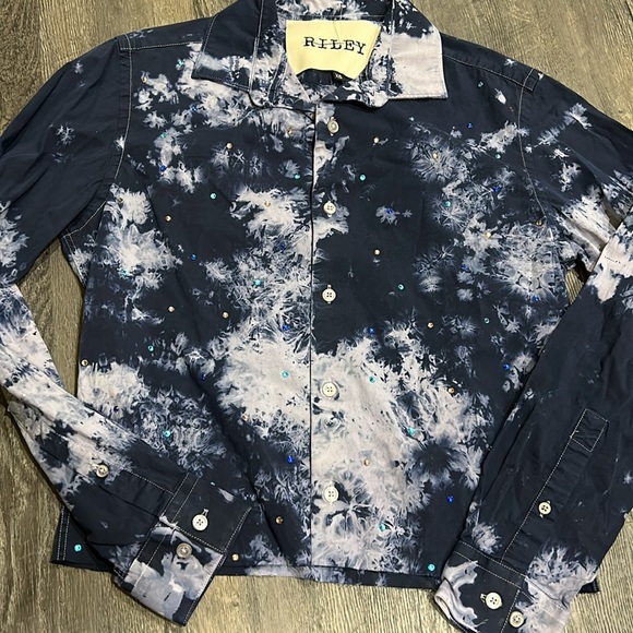 NWOT Free People/ RILEY Vintage Embellished Buttondown Shirt Sz XS Z412 - Picture 3 of 4